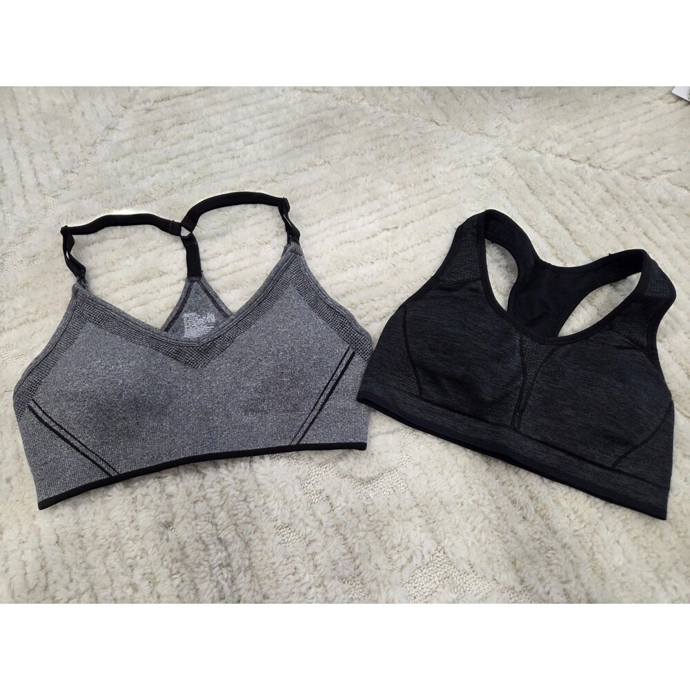 Lot Of 2 medium Sports Bra Athletic Wear Black/gray Swimbin